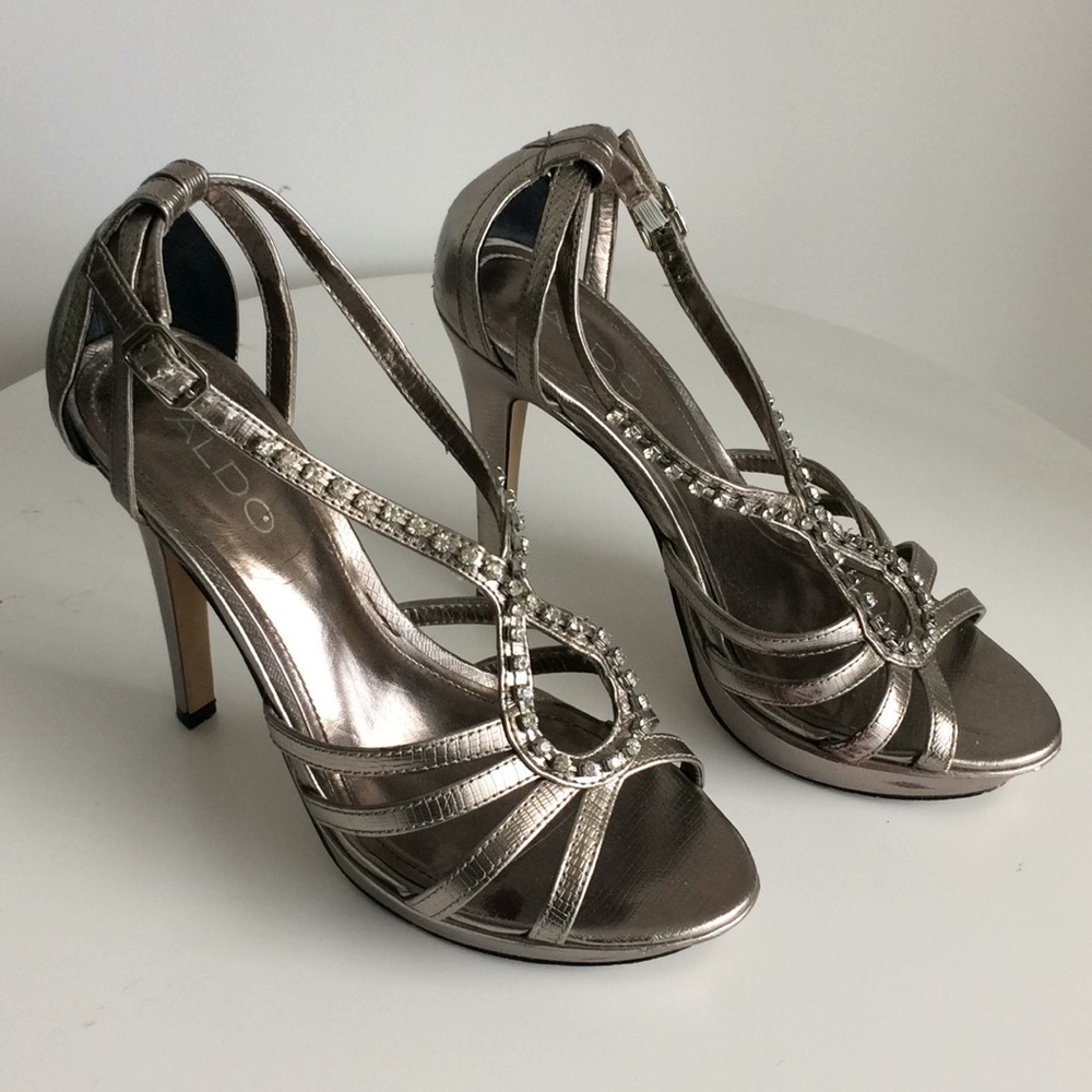 Aldo silver rhinestone heels